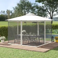 Outsunny 302 x 207cm Universal Replacement Mesh Sidewall Netting for Gazebos and Canopy Tents, (Sidewall Only) White - 2