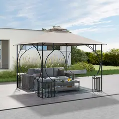 Outsunny 3x3(m) Replacement Gazebo Canopy, Double Tier Roof Top for Garden, Patio, Outdoor, Beige (TOP ONLY) - 8