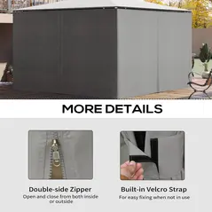 Outsunny 4 Pack Replacement Gazebo Curtains Privacy Panel for Most 3 x 4m Gazebo Canopy Pavillion Outdoor Shelter Sidewalls Accessories Light Grey - 5