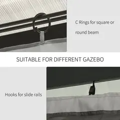 Outsunny Set of Four 3 x 3m Gazebo Replacement Walls - Light Grey - 6