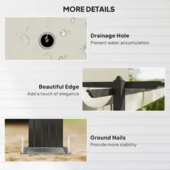 Outsunny 4 x 3(m) Aluminium Pergola with Retractable Roof, Garden Gazebo Canopy Shelter for Outdoor, Patio, Cream White - 6
