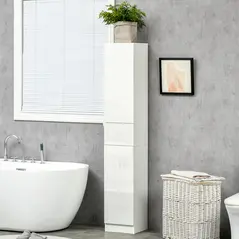 kleankin Luxury Tall Bathroom Cabinet with High Gloss Panel, Sleek White Bathroom Cabinet with Push-to-Open Door, White - 2