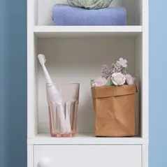 kleankin Tall Bathroom Storage Cabinet with Mirror, Narrow Bathroom Unit, Freestanding Bathroom Cupboard with Adjustable Shelves and 2 Doors, White - 7