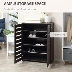 HOMCOM 15 Shoe Storage Cabinet - Wood-Effect - 4