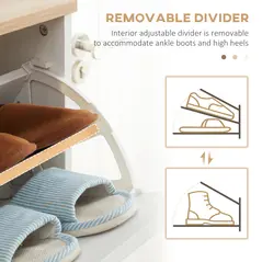 HOMCOM Narrow Shoe Cabinet, Slim Shoe Storage Cabinet with 3 Flip Drawers and Adjustable Shelves, 12 Pair of Shoes Organizer for Hallway, Entryway, Cream White - 6