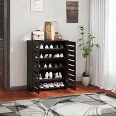 HOMCOM 15 Shoe Storage Cabinet - Wood-Effect - 2