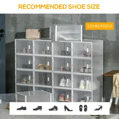 HOMCOM 18PCS Clear Shoe Box, Plastic Stackable Shoe Storage Box for UK/EU Size up to 12/46 with Magnetic Door for Women/Men, 28 x 36 x 21 cm - 7
