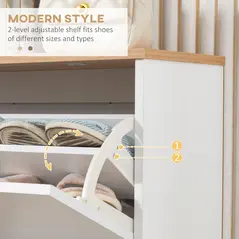 HOMCOM Narrow Shoe Cabinet, Slim Shoe Storage Cabinet with 3 Flip Drawers and Adjustable Shelves, 12 Pair of Shoes Organizer for Hallway, Entryway, White - 5