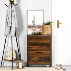 HOMCOM 12-Shoe, Two-Door Storage Cabinet - Wood-Effect - 2