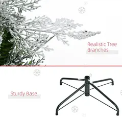 HOMCOM 7 Ft Pencil Snow Flocked Artificial Christmas Tree with Realistic Cypress Branches, Auto Open, Green - 7