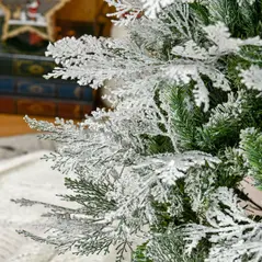 HOMCOM 7 Ft Pencil Snow Flocked Artificial Christmas Tree with Realistic Cypress Branches, Auto Open, Green - 9