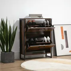 HOMCOM 12-Shoe, Two-Door Storage Cabinet - Wood-Effect - 7