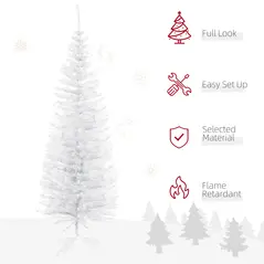HOMCOM 5ft Unlit Artificial Christmas Tree, Pencil Slim Xmas Tree with Solid Stand and Realistic Branches, White - 4
