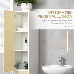 kleankin Tall Bathroom Cabinet with Adjustable Shelves, 5-Tier Modern Freestanding Tallboy with Storage Cabinets, White - 5