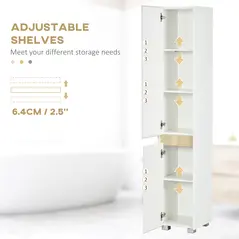 kleankin Tall Bathroom Cabinet with Adjustable Shelves, 5-Tier Modern Freestanding Tallboy with Storage Cabinets, White - 6