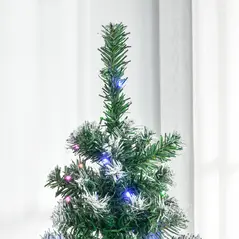 HOMCOM 5FT Tall Prelit Pencil Slim Artificial Christmas Tree with Realistic Branches, 250 Colourful LED Lights and 408 Tips, Xmas Decoration, Green - 9