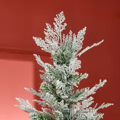 HOMCOM 7 Ft Pencil Snow Flocked Artificial Christmas Tree with Realistic Cypress Branches, Auto Open, Green - 8