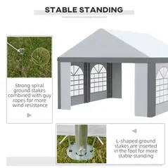 Outsunny 4m x 4m Marquee Gazebo with Sides, Level 6 Wind Protection & Waterproof, Light Grey - 6