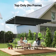 Outsunny Retractable Pergola Cover, 2.55 x 2.5 m Replacement Canopy Fabric for 3 x 3 m Frame, Roof Top Only, Dark Grey - 2