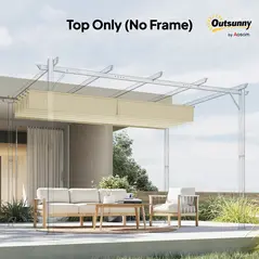 Outsunny Retractable Pergola Cover, 2.55 x 2.5 m Replacement Canopy Fabric for 3 x 3 m Frame, Roof Top Only, Cream White - 9