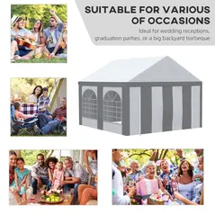 Outsunny 4m x 4m Marquee Gazebo with Sides, Level 6 Wind Protection & Waterproof, Light Grey - 4