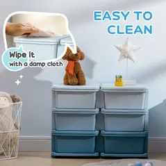 HOMCOM Kids Storage Unit, with Six Drawers - Blue - 6