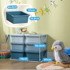 HOMCOM Kids Storage Unit, with Six Drawers - Blue - 3
