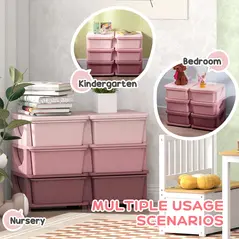HOMCOM Kids Storage Unit, with Six Drawers - Pink - 5