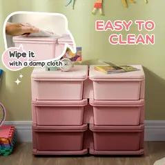 HOMCOM Kids Storage Unit, with Six Drawers - Pink - 6