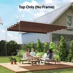 Outsunny Retractable Pergola Cover, 2.55 x 2.5 m Replacement Canopy Fabric for 3 x 3 m Frame, Roof Top Only, Brown - 2