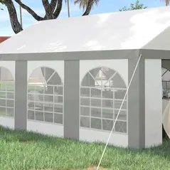 Outsunny 6 x 4m Galvanised Party Tent, Marquee Gazebo with Sides, Six Windows and Double Doors, for Parties, Wedding and Events - 9
