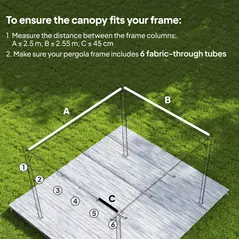 Outsunny Retractable Pergola Cover, 2.55 x 2.5 m Replacement Canopy Fabric for 3 x 3 m Frame, Roof Top Only, Dark Grey - 4