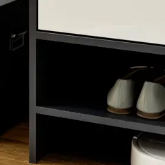 HOMCOM High Gloss Shoe Cabinet with White Doors and Open Shelves, Hallway Shoe Cupboard Storage Organizer for 19 Pairs of Shoes, Grey - 9
