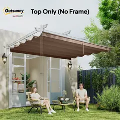 Outsunny Retractable Pergola Cover, 3.5 x 2.6 m Replacement Canopy Fabric for 4 x 3 m Frame, Roof Top Only, Brown - 7