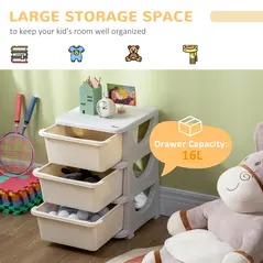 HOMCOM Three-Tier Kids Storage Boxes, with Three Drawers - White - 4
