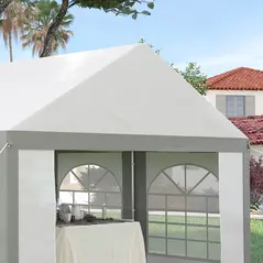 Outsunny 4m x 4m Marquee Gazebo with Sides, Level 6 Wind Protection & Waterproof, Light Grey - 8