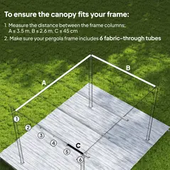 Outsunny Retractable Pergola Cover, 3.5 x 2.6 m Replacement Canopy Fabric for 4 x 3 m Frame, Roof Top Only, Brown - 4