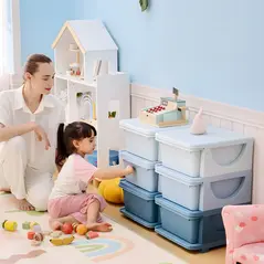 HOMCOM Kids Storage Unit, with Six Drawers - Blue - 2