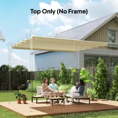 Outsunny Retractable Pergola Cover, 3.5 x 2.6 m Replacement Canopy Fabric for 4 x 3 m Frame, Roof Top Only, Cream White - 2
