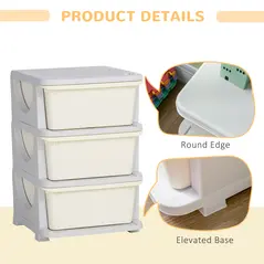 HOMCOM Three-Tier Kids Storage Boxes, with Three Drawers - White - 5