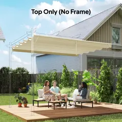 Outsunny Retractable Pergola Cover, 2.55 x 2.5 m Replacement Canopy Fabric for 3 x 3 m Frame, Roof Top Only, Cream White - 2