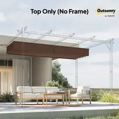 Outsunny Retractable Pergola Cover, 3.5 x 2.6 m Replacement Canopy Fabric for 4 x 3 m Frame, Roof Top Only, Brown - 9