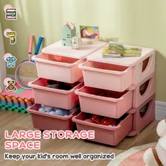 HOMCOM Kids Storage Unit, with Six Drawers - Pink - 4