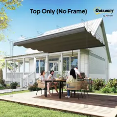 Outsunny Retractable Pergola Cover, 2.55 x 2.5 m Replacement Canopy Fabric for 3 x 3 m Frame, Roof Top Only, Dark Grey - 8
