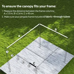 Outsunny Retractable Pergola Cover, 3.5 x 2.6 m Replacement Canopy Fabric for 4 x 3 m Frame, Roof Top Only, Dark Grey - 4