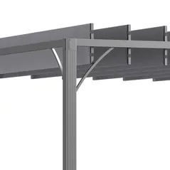 Outsunny 4 x 3(m) Outdoor Pergola with Retractable Roof, Aluminium Louvered Patio Gazebo Canopy for Lawn Garden Patio, Grey - 8