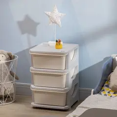 HOMCOM Three-Tier Kids Storage Boxes, with Three Drawers - White - 2