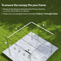 Outsunny Retractable Pergola Cover, 2.55 x 2.5 m Replacement Canopy Fabric for 3 x 3 m Frame, Roof Top Only, Tan - 4