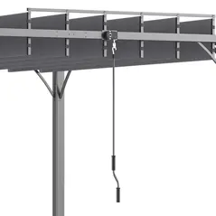 Outsunny 3 x 3(m) Outdoor Pergola with Retractable Roof, Aluminium Louvered Patio Gazebo Canopy for Lawn Garden Patio, Grey - 8