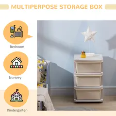 HOMCOM Three-Tier Kids Storage Boxes, with Three Drawers - White - 6